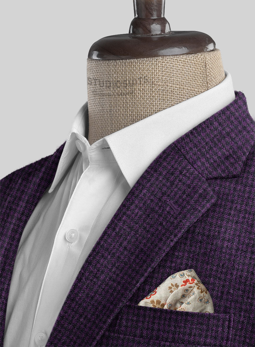 Italian Purple Houndstooth Tweed Jacket - StudioSuits