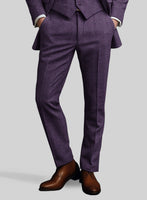Italian Purple Houndstooth Tweed Pants - StudioSuits