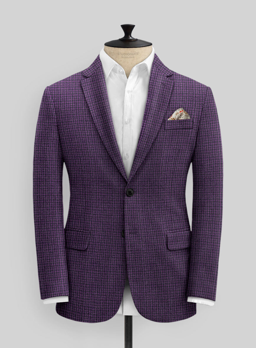 Italian Purple Houndstooth Tweed Suit - StudioSuits