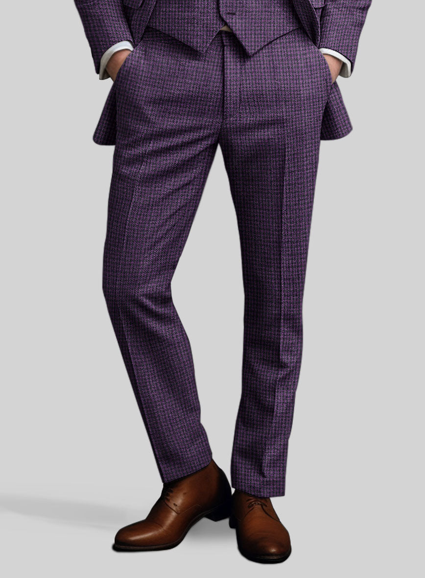 Italian Purple Houndstooth Tweed Suit - StudioSuits
