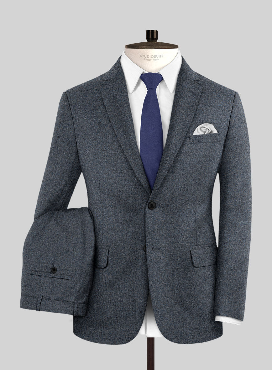 Italian Quelo Blue Twill Flannel Suit - StudioSuits