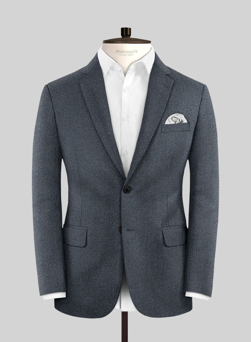 Italian Quelo Blue Twill Flannel Jacket - StudioSuits