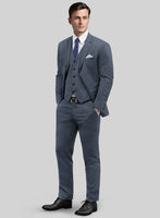 Italian Quelo Blue Twill Flannel Suit - StudioSuits
