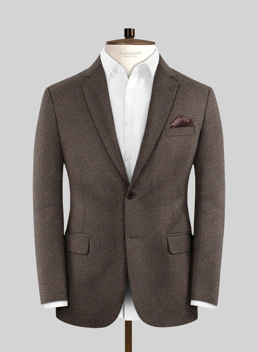 Italian Quelo Brown Twill Flannel Jacket - StudioSuits