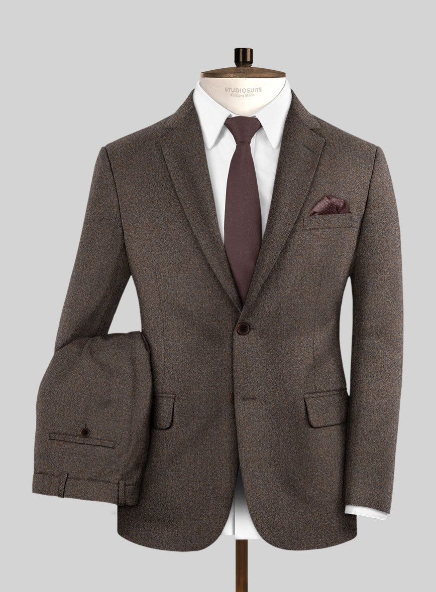 Italian Quelo Brown Twill Flannel Suit - StudioSuits