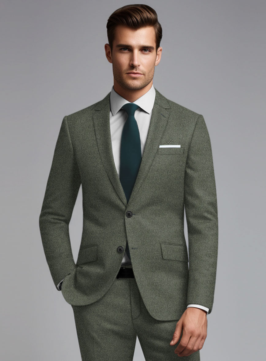 Italian Quelo Green Twill Flannel Jacket - StudioSuits
