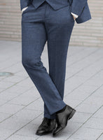 Italian Quelo Indigo Blue Twill Flannel Pants - StudioSuits