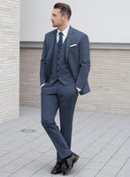 Italian Quelo Indigo Blue Twill Flannel Suit - StudioSuits