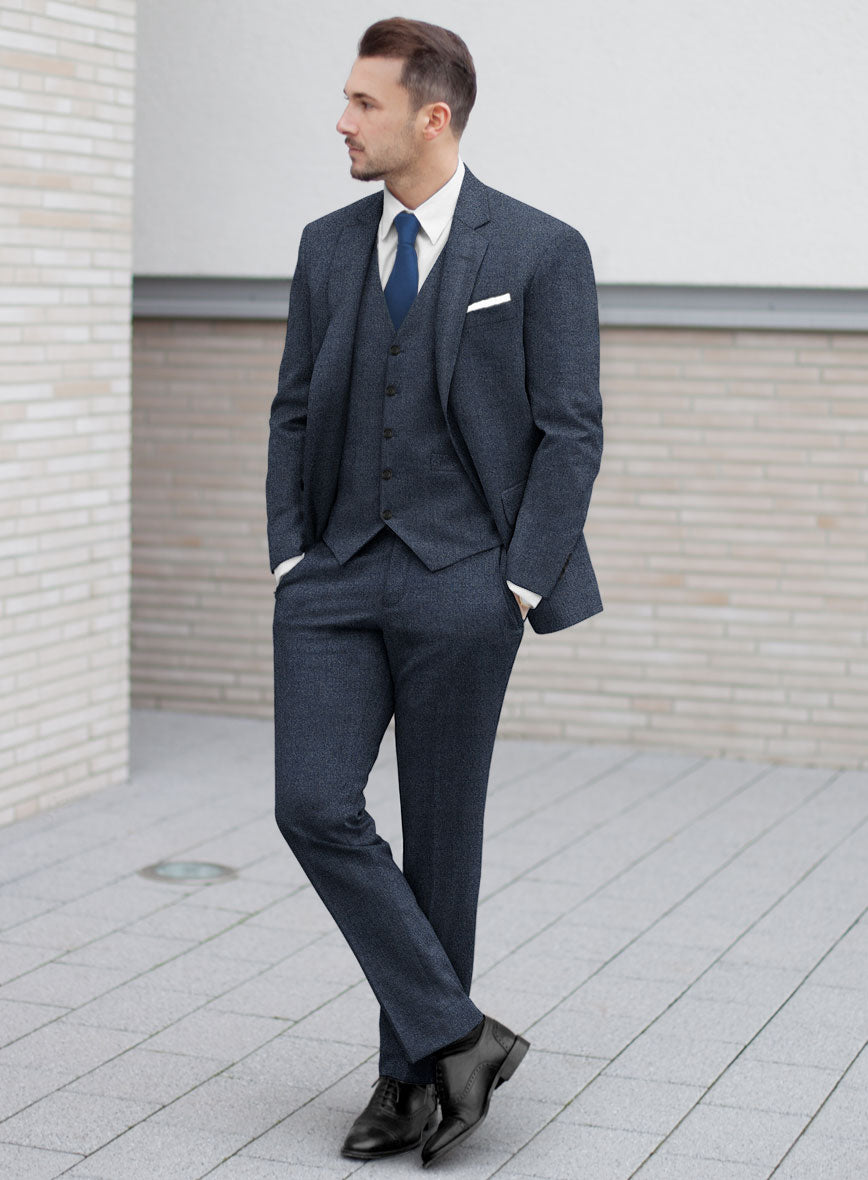 Italian Quelo Indigo Blue Twill Flannel Suit - StudioSuits