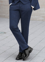Italian Quelo Lapis Blue Twill Flannel Pants - StudioSuits