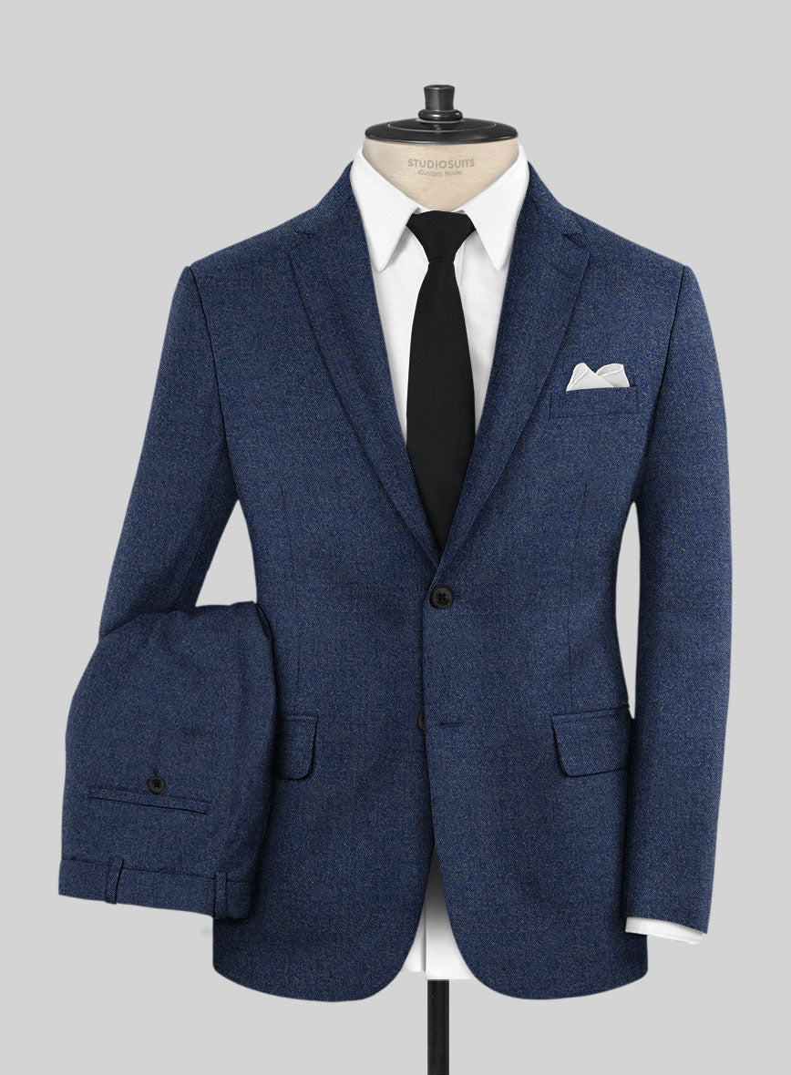 Italian Quelo Lapis Blue Twill Flannel Suit - StudioSuits