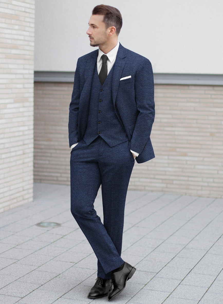 Italian Quelo Lapis Blue Twill Flannel Suit - StudioSuits