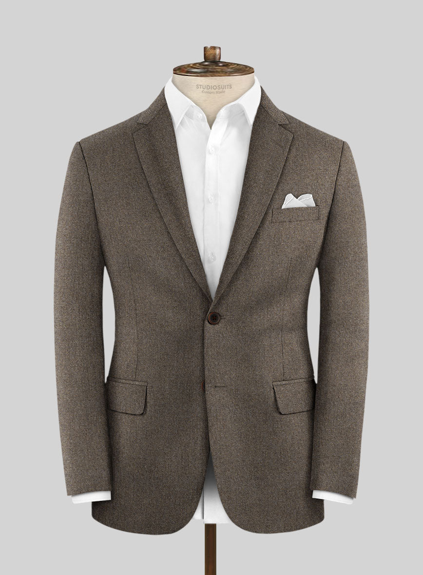 Italian Quelo Rust Brown Twill Flannel Jacket - StudioSuits