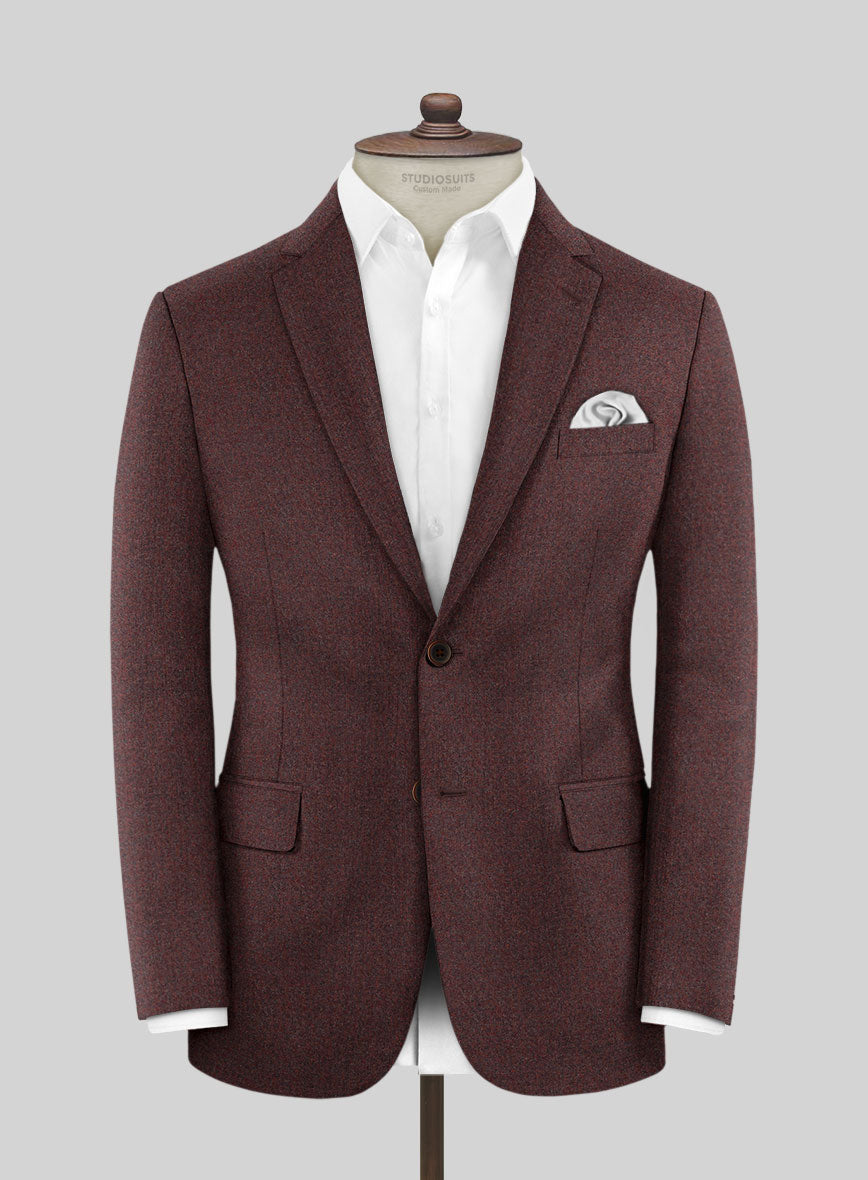 Italian Quelo Wine Twill Flannel Jacket - StudioSuits