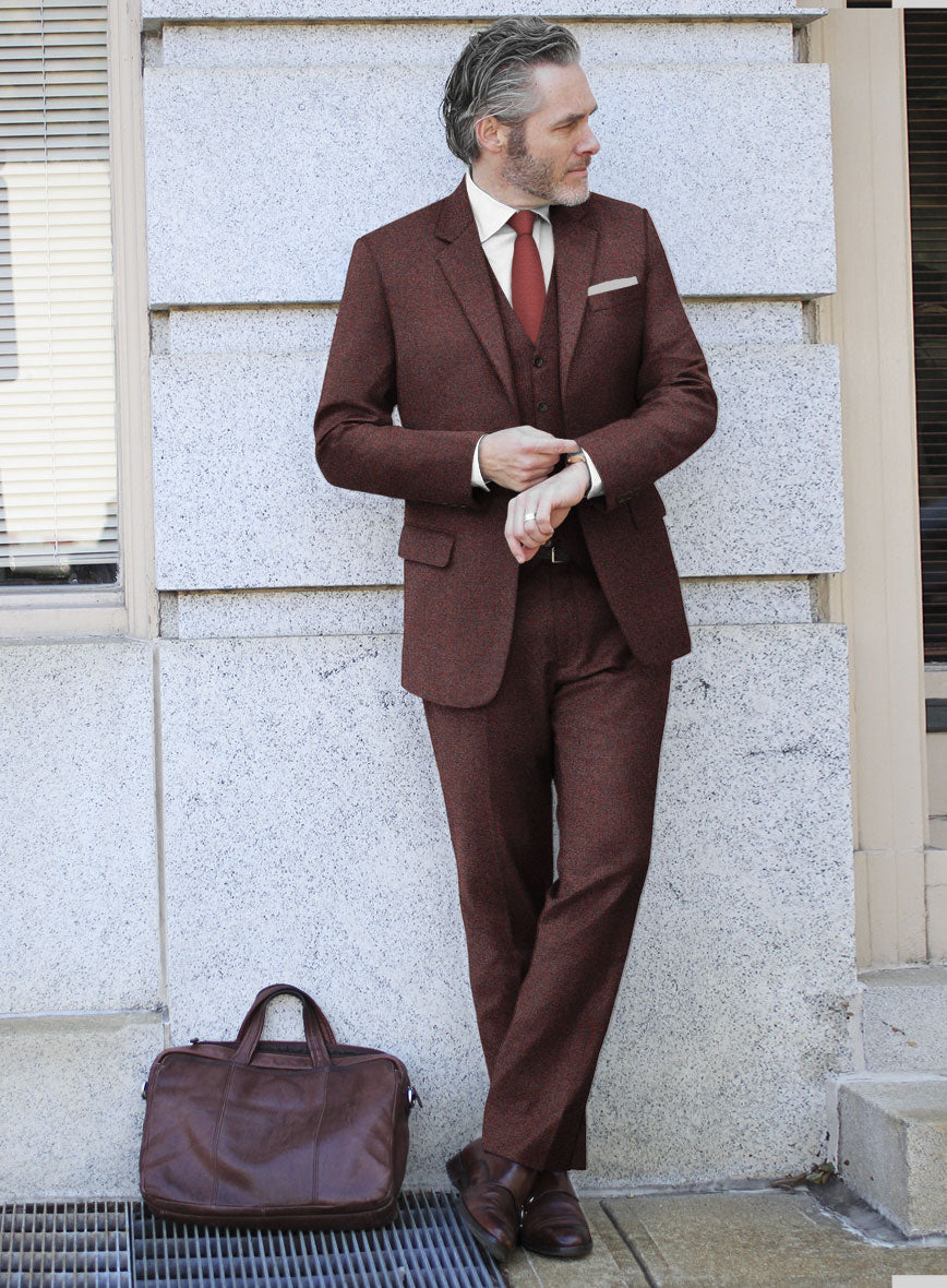 Italian Quelo Wine Twill Flannel Suit - StudioSuits