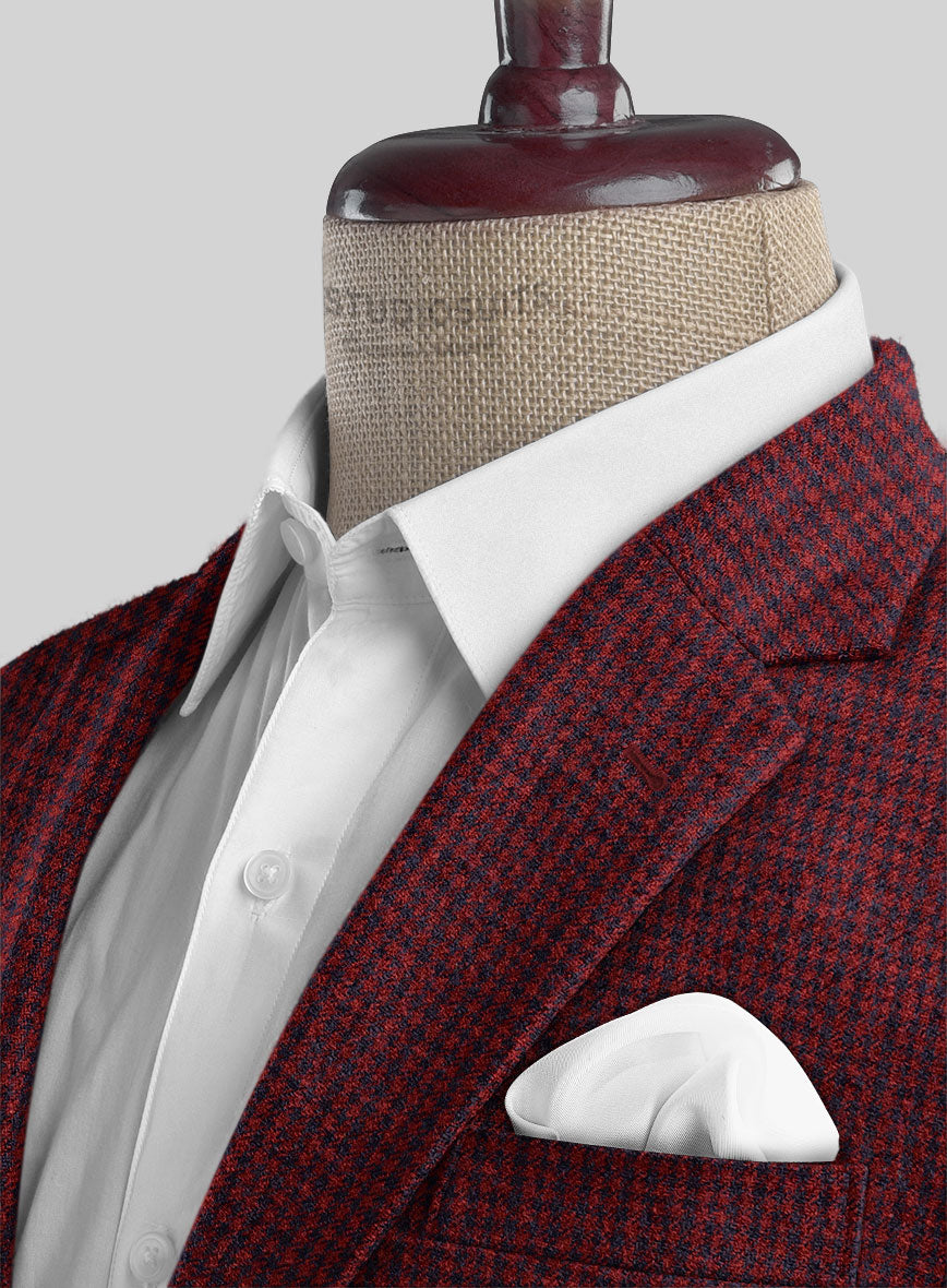 Italian Red Houndstooth Tweed Jacket - StudioSuits