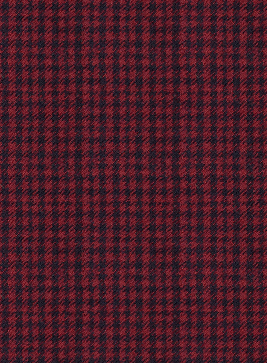 Italian Red Houndstooth Tweed Jacket - StudioSuits