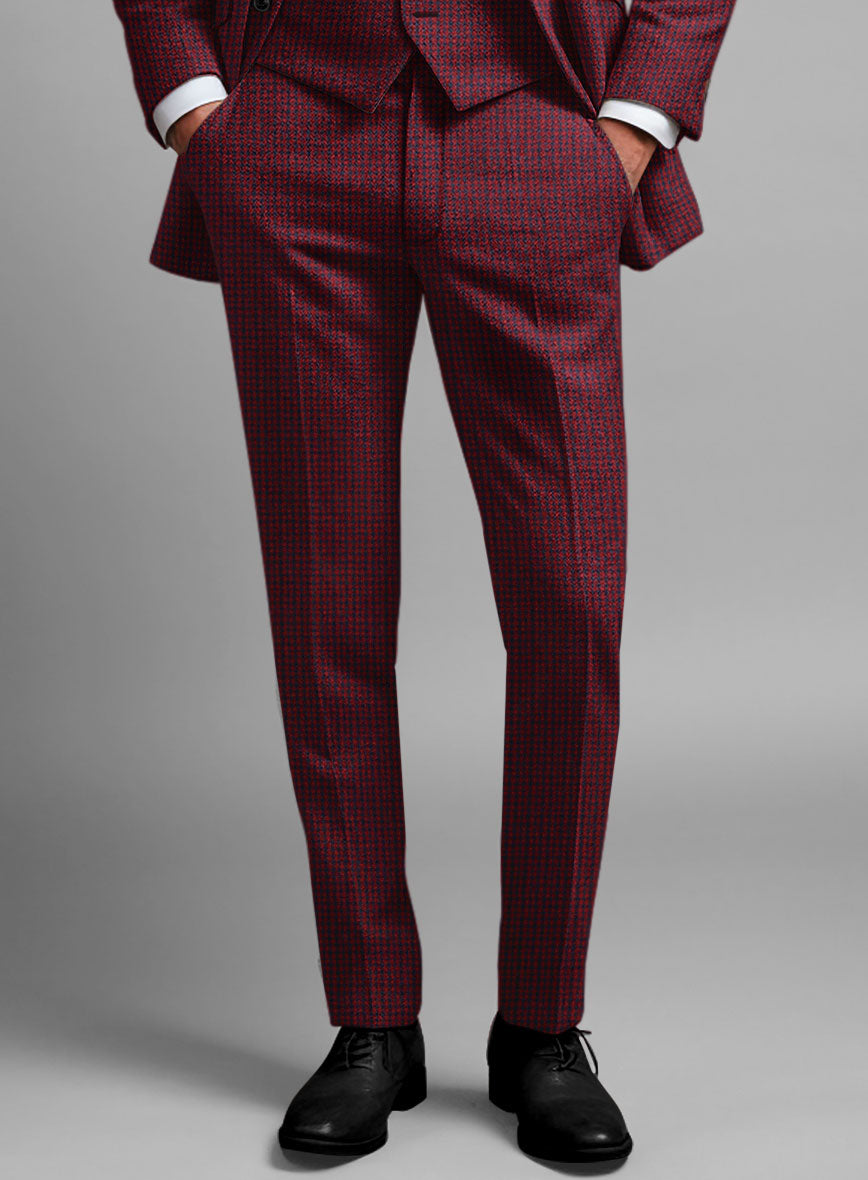 burgundy plaid dress pants Italian Red Houndstooth Tweed Pants – StudioSuits