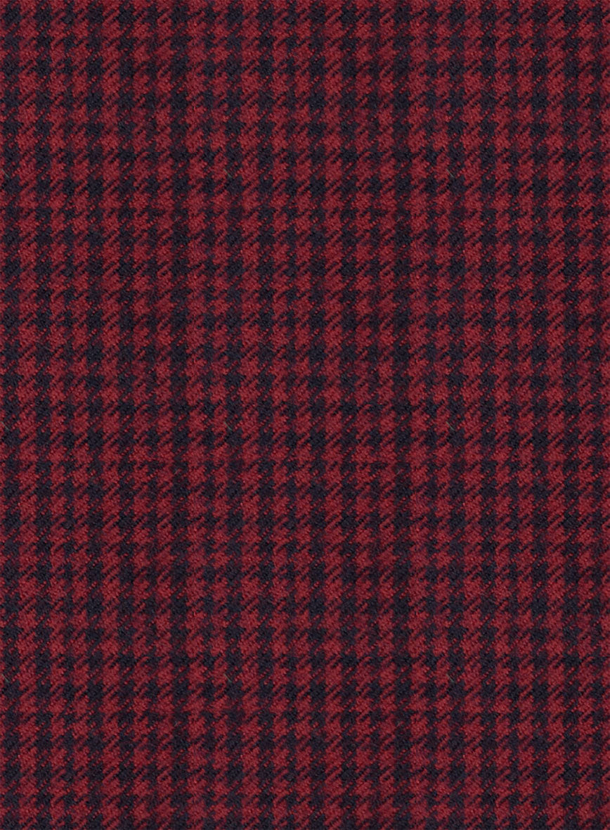 Italian Red Houndstooth Tweed Suit - StudioSuits