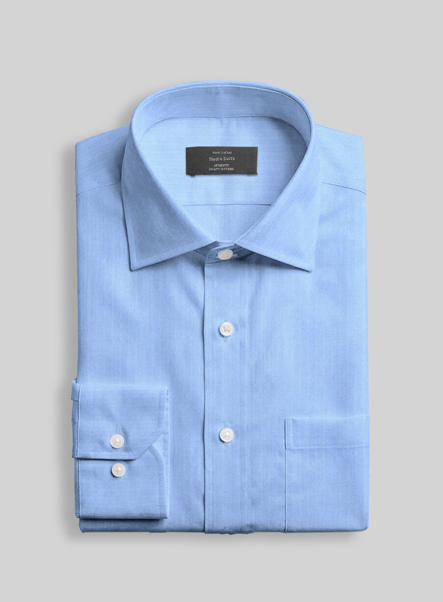 Italian Renzo Herringbone Shirt - StudioSuits