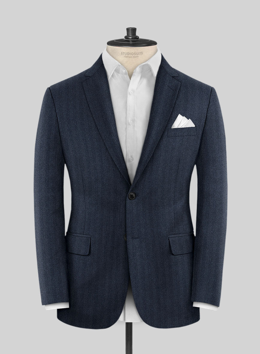 Italian Royal Blue Herringbone Flannel Jacket - StudioSuits