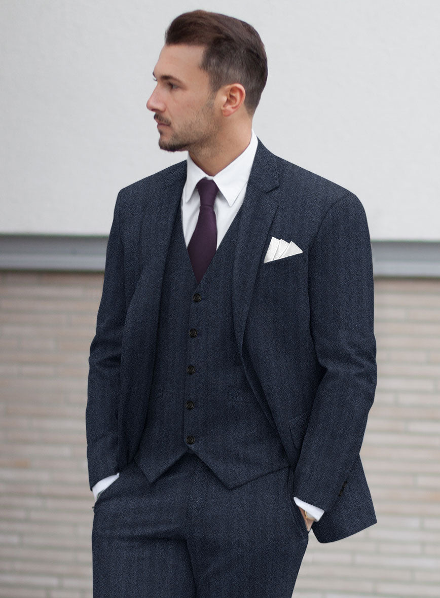 Italian Royal Blue Herringbone Flannel Jacket - StudioSuits