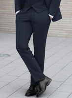Italian Royal Blue Herringbone Flannel Pants - StudioSuits