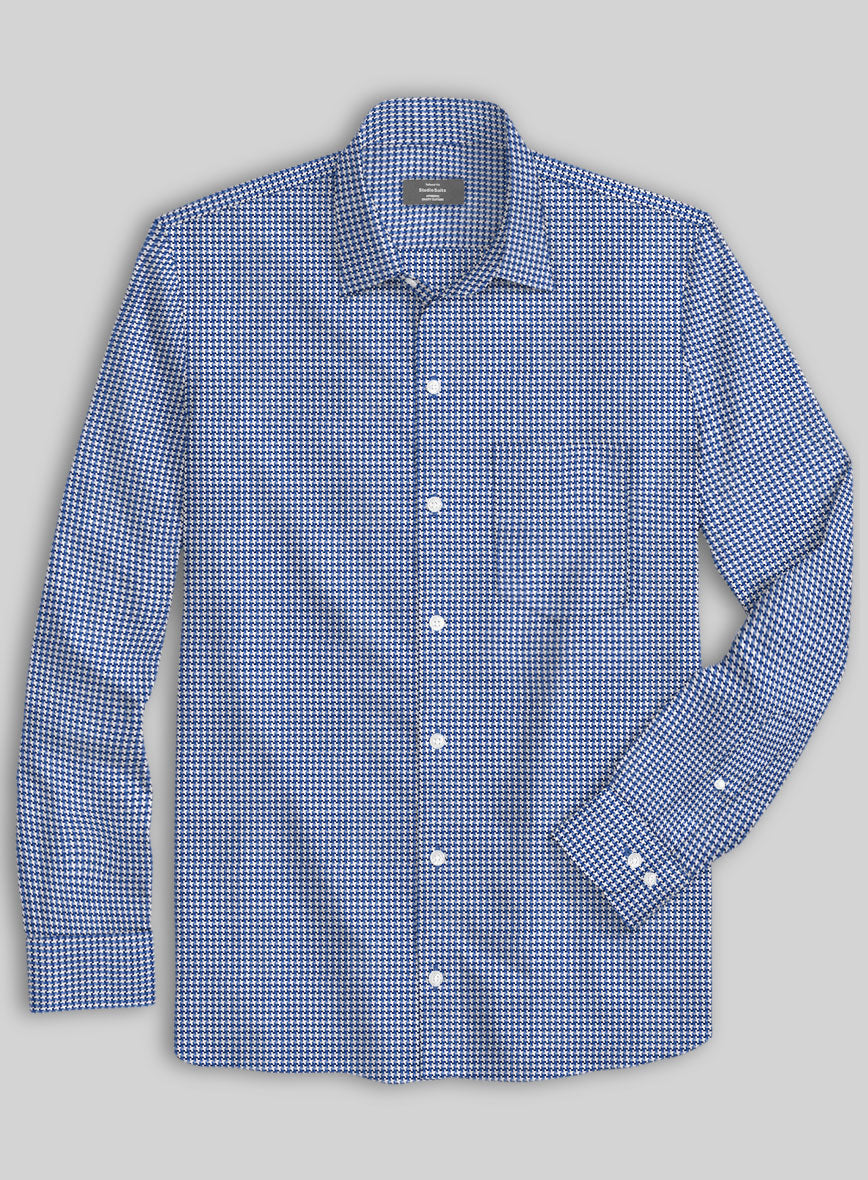 Italian Royal Blue Houndstooth Shirt - StudioSuits