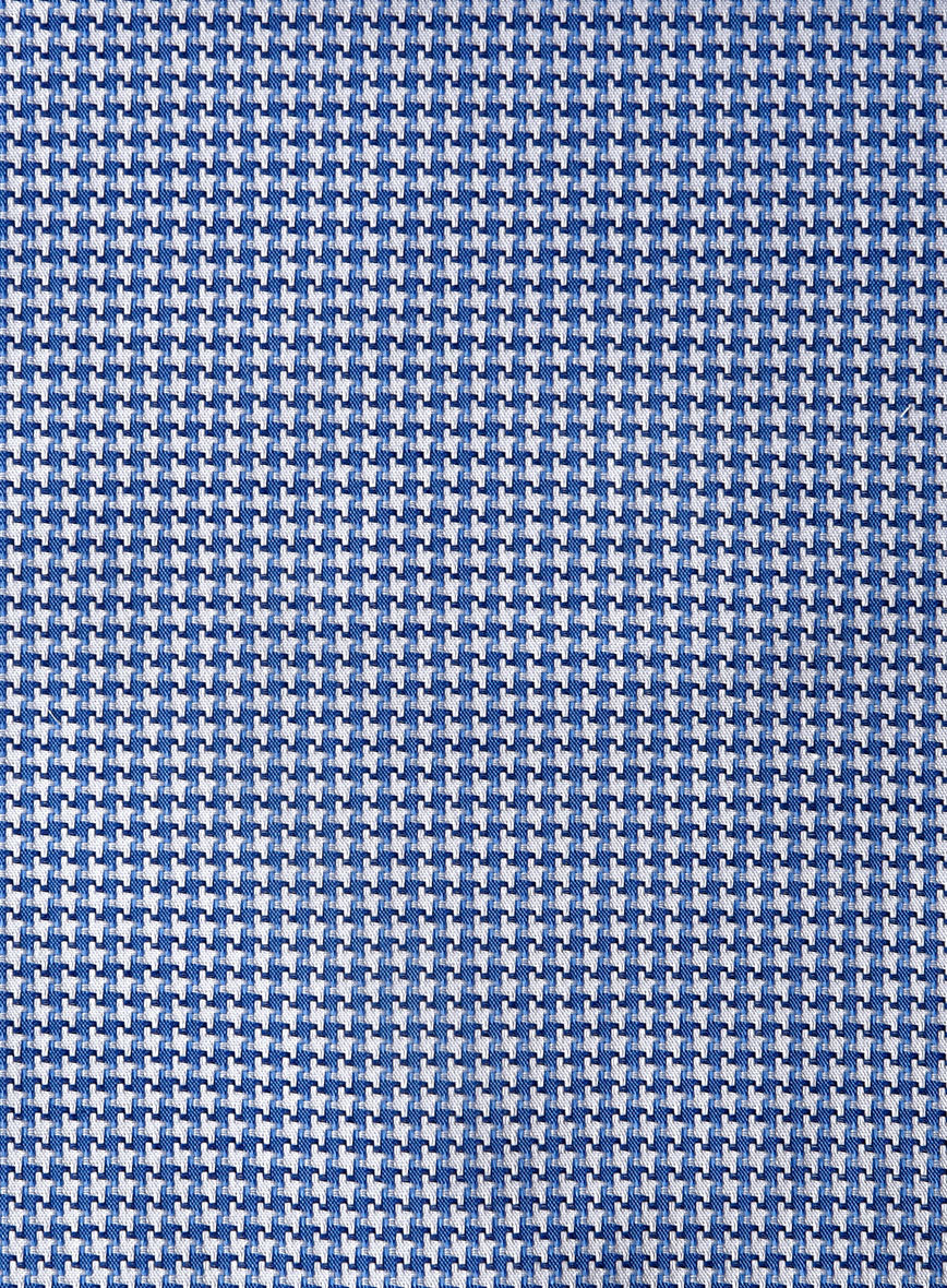 Italian Royal Blue Houndstooth Shirt - StudioSuits