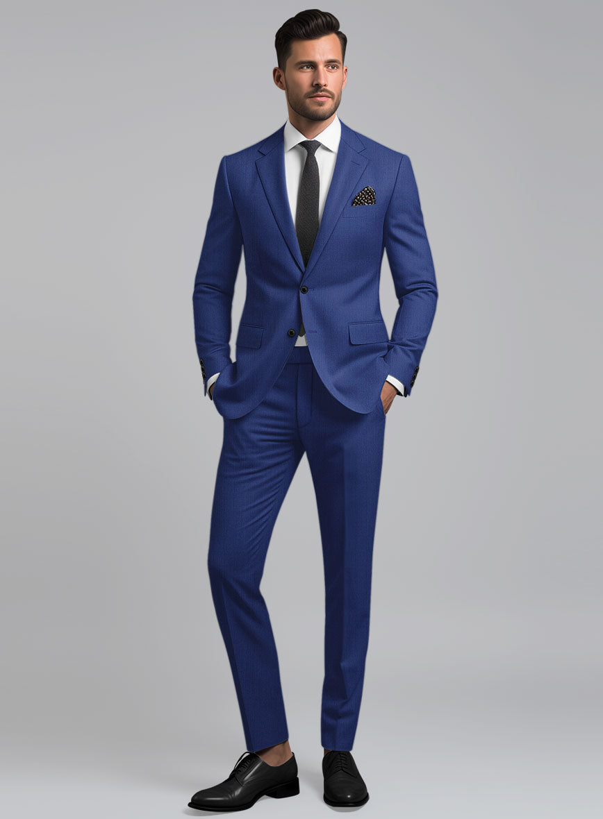 Italian Royal Blue Wool Suit - StudioSuits