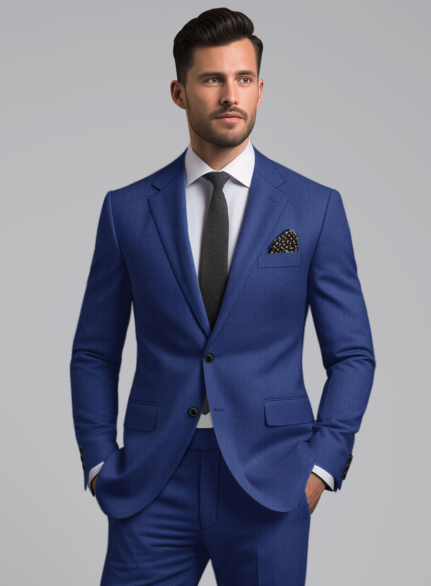 Italian Royal Blue Wool Suit - StudioSuits