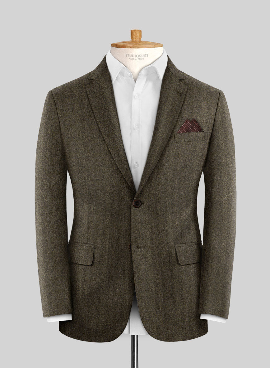 Italian Rust Herringbone Flannel Jacket - StudioSuits