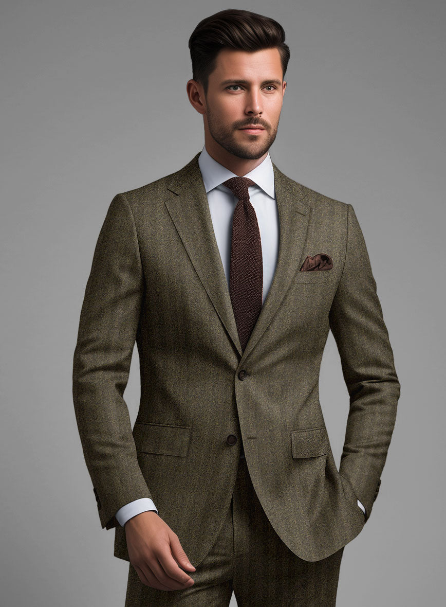 Italian Rust Herringbone Flannel Jacket - StudioSuits