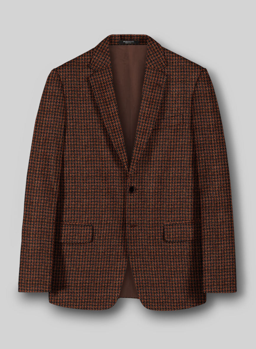 Italian Rust Houndstooth Tweed Jacket - StudioSuits