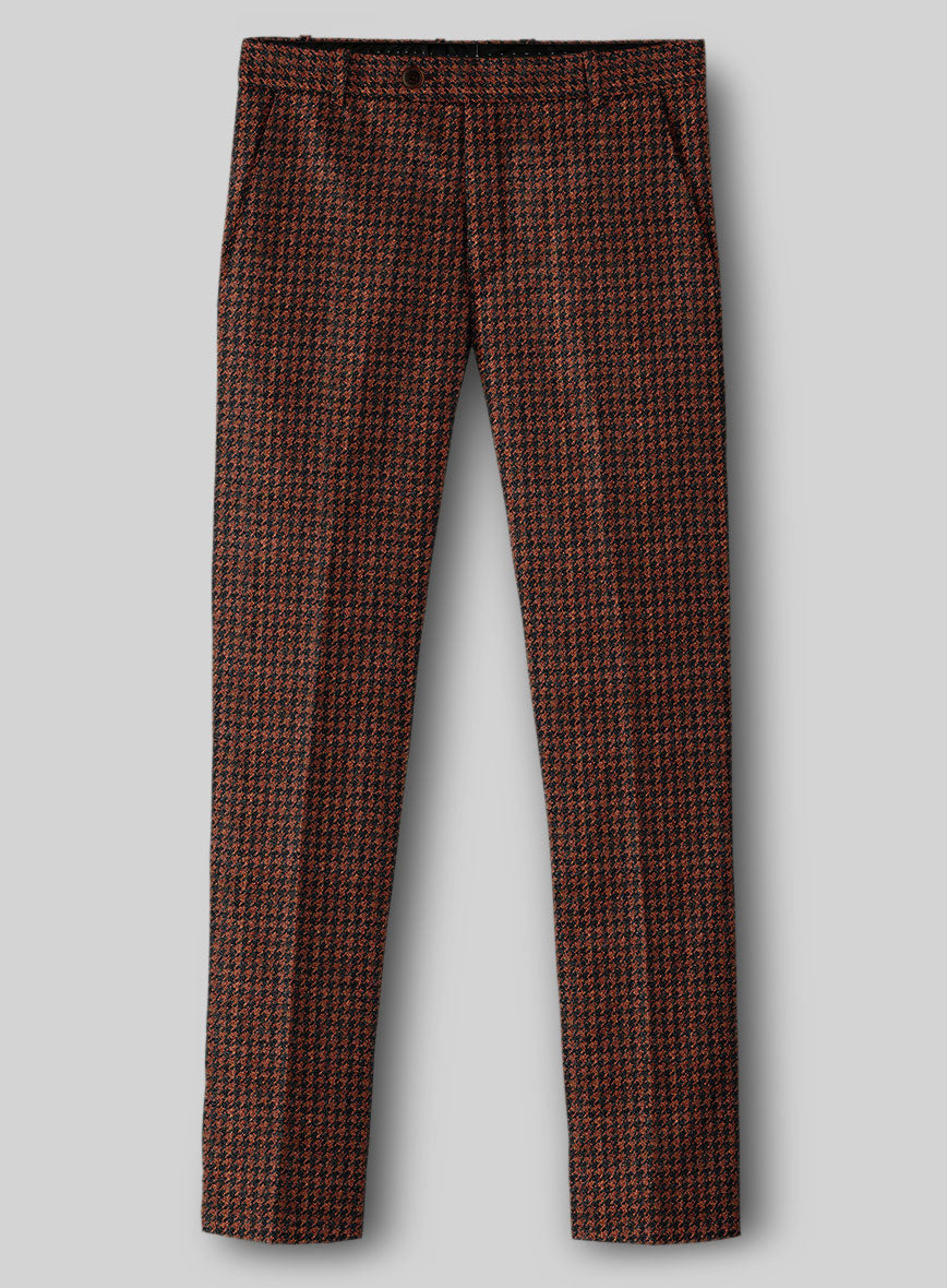 Italian Rust Houndstooth Tweed Pants - StudioSuits