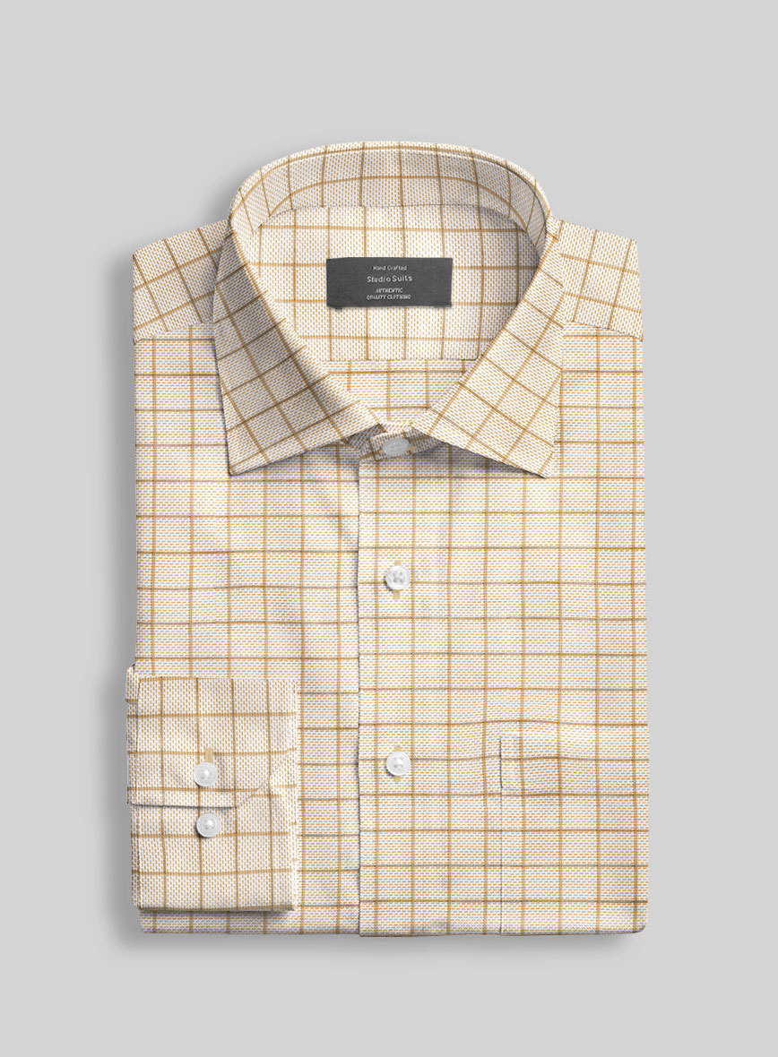 Italian Sabbia Grid Shirt - StudioSuits