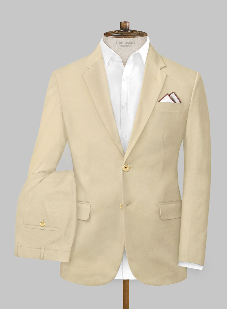 Italian Sand Beige Cotton Stretch Suit - StudioSuits