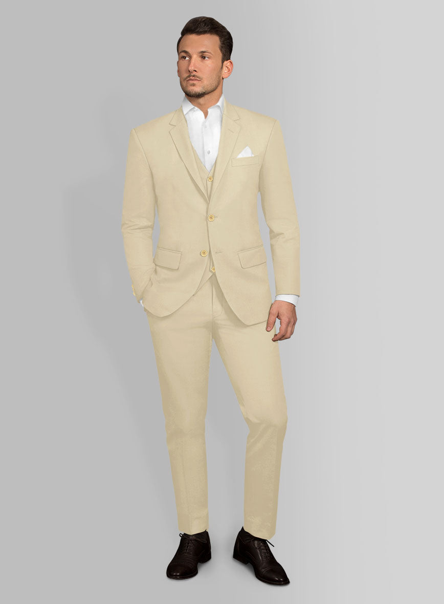 Italian Sand Beige Cotton Stretch Suit - StudioSuits