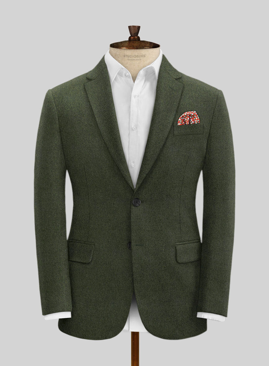 Italian Seaweed Green Tweed Jacket - StudioSuits