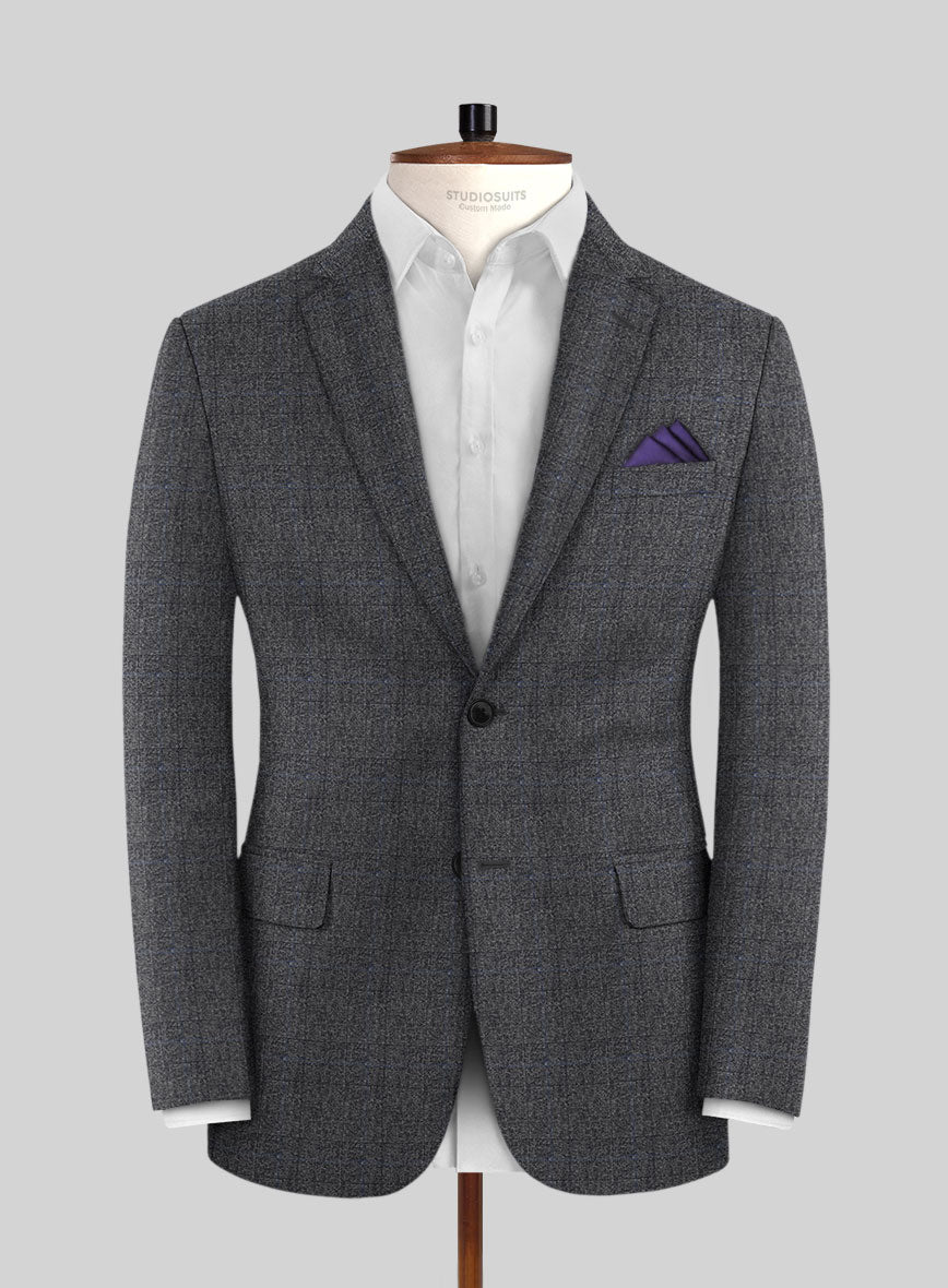 Italian Sift Gray Glen Flannel Jacket - StudioSuits