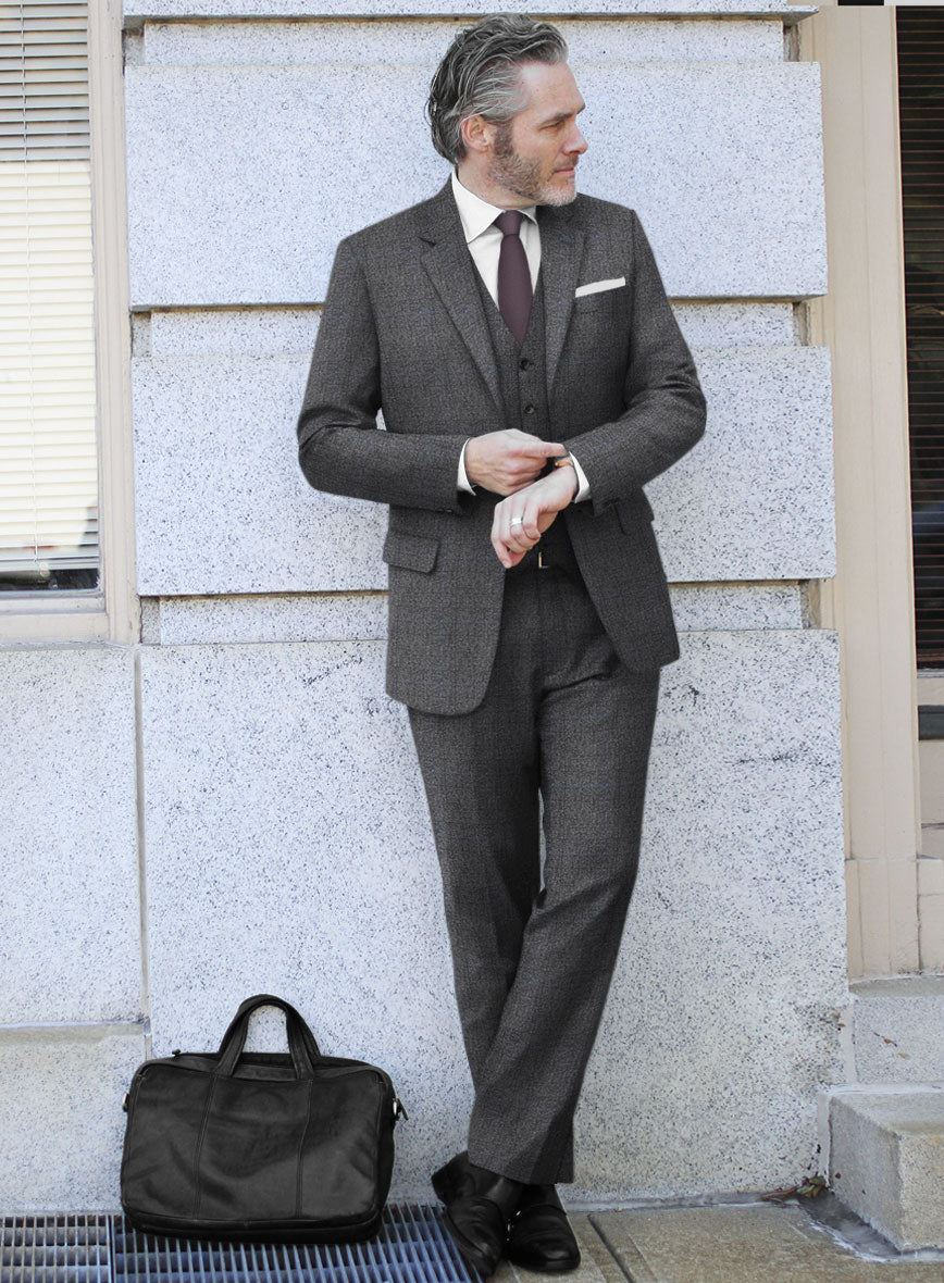 Italian Sift Gray Glen Flannel Suit - StudioSuits