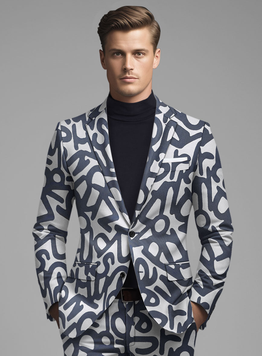 Italian Silk Alfabeto Jacket - StudioSuits
