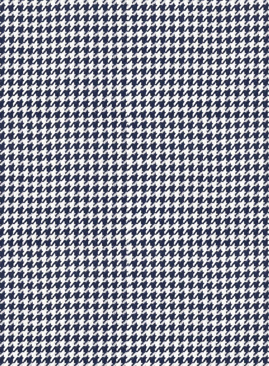 Italian Silk Blue Houndstooth Jacket - StudioSuits