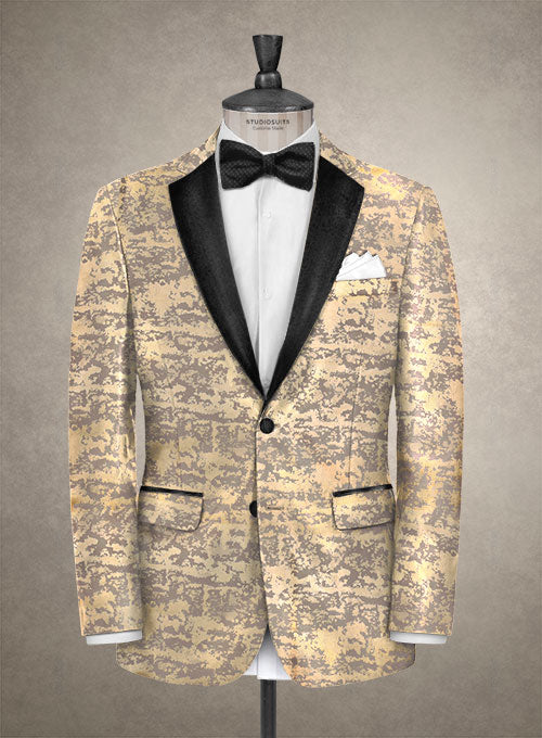 Italian Silk Golden Tuxedo Jacket - StudioSuits