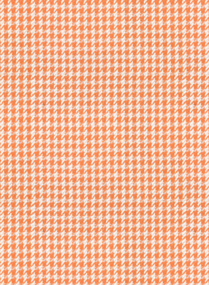 Italian Silk Orange Houndstooth Jacket - StudioSuits