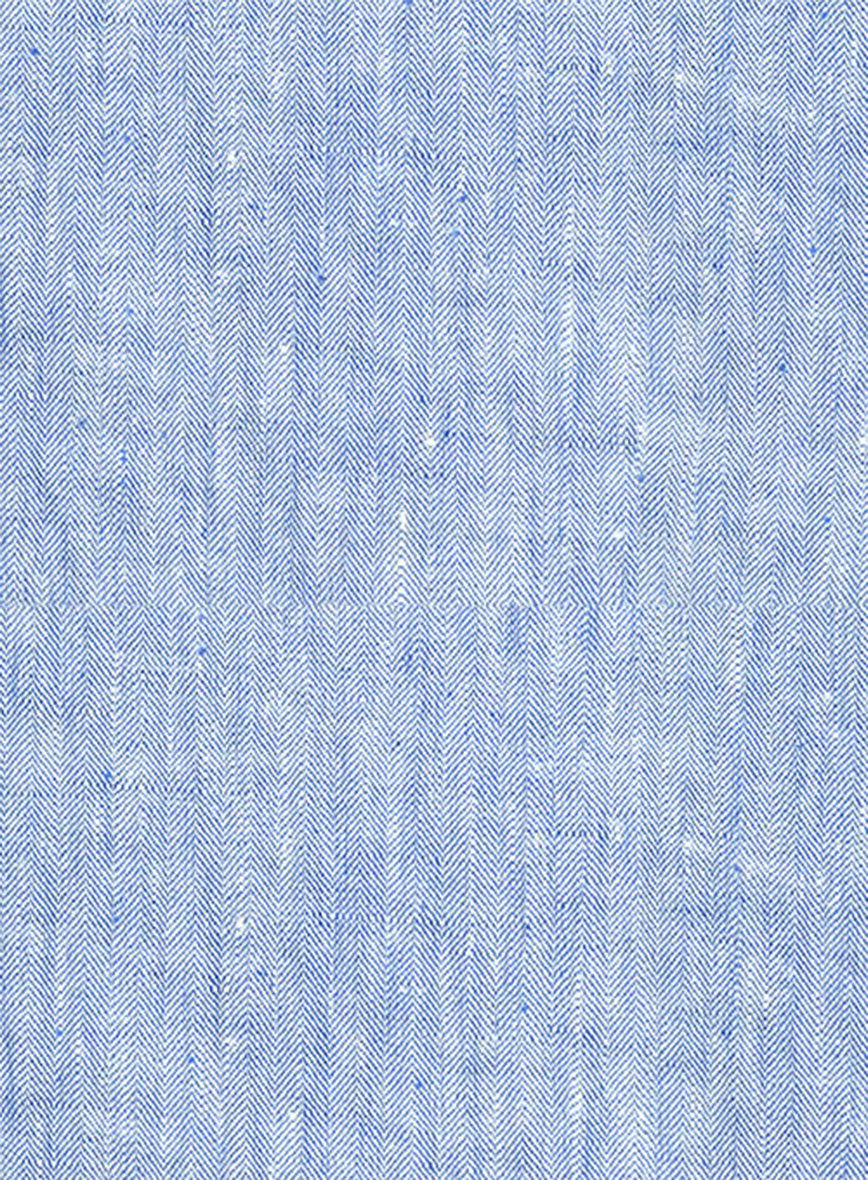 Italian Sky Blue Linen Highland Trousers - StudioSuits
