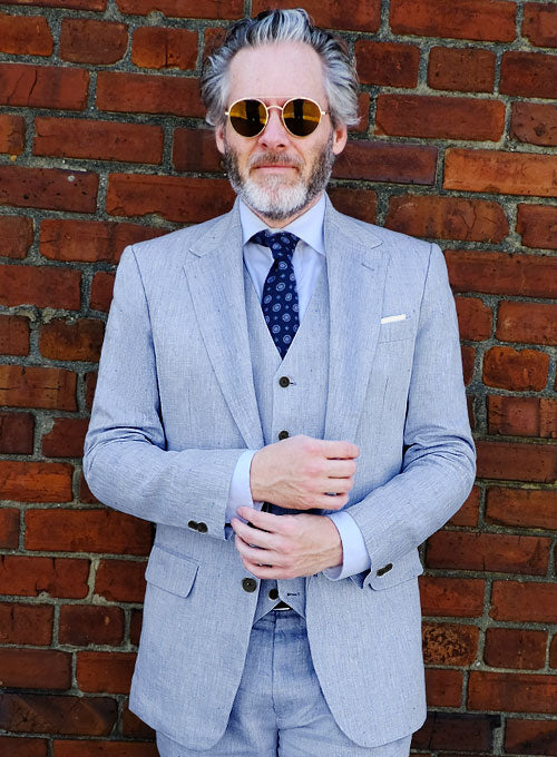 Italian Sky Blue Linen Jacket - StudioSuits