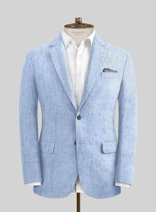 Italian Sky Blue Linen Suit - StudioSuits