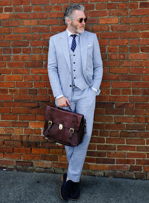 Italian Sky Blue Linen Suit – StudioSuits