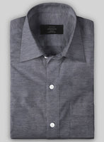 Italian Slate Blue Stretch Cotton Shirt - StudioSuits